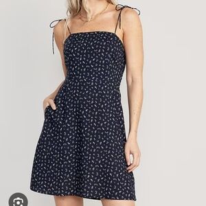 EUC Old Navy Blue Ditsy Floral Tie Shoulder Mini Dress